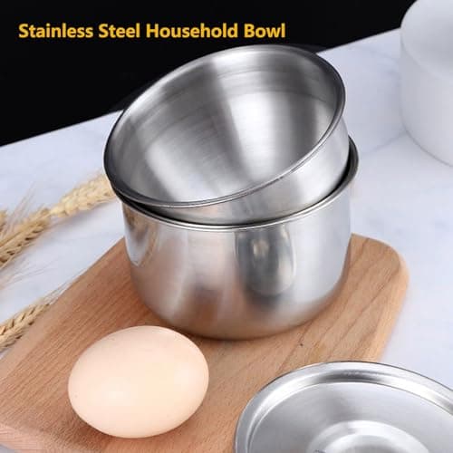 PiaoRong Stainless Steel Bowl with Lid, for Chinese Kitchen Restaurant, Multi-Purpose Soup Bowls Snacks Bowls Steamed Egg Bowl Steamed RiceBowl view 7