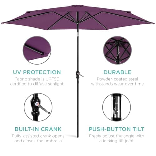 Best Choice Products 10ft Outdoor Table Compatible Steel Polyester Market Patio Umbrella w/Crank and Easy Push Button Tilt view 5