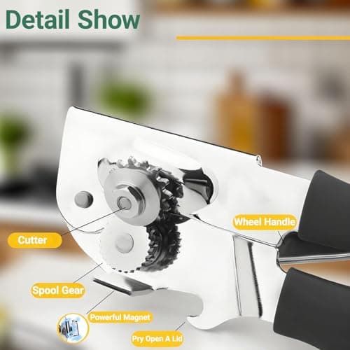 ELESULTRA Commercial Can Openers Manual - Hand Crank Can Opener Heavy Duty With Comfortable Extra-Long Handles Swing Away Can Opener for Seniors 3 In 1 Large Handheld Can Open With Ergonomic Handle view 4