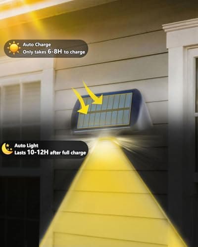 EGOBOO Solar Fence Lights 12 Pack, Backyard Solar Lights Outdoor Waterproof, Dusk to Dawn Auto Lighting Mounted for Outdoor Wall Decor/Deck/Railing/Step/Patio/Pool Porch view 3