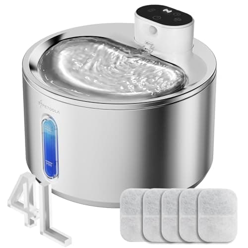 Cat Water Fountain Stainless Steel,135fl-oz/4L Wireless Cat Fountain Battery Operated Pet Fountain with 5 Filters for Dogs Cats Indoor — image 1