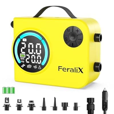 Electric Paddle Board Pump 20 PSI,Rechargeable SUP Air Compressor with Auto Shut-Off,Dual Stage Inflation & Deflation for Paddleboards,Kayaks,Boats and Other Inflatables