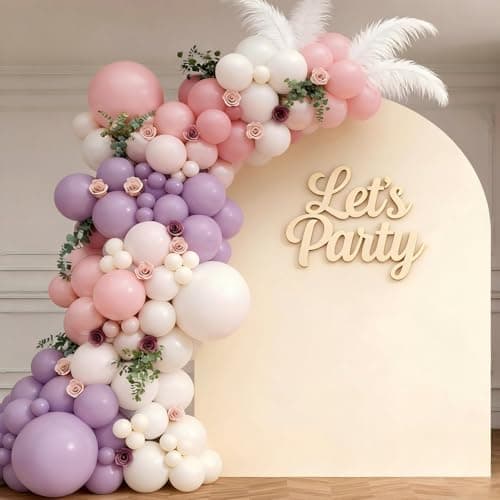 Pink Purple White Balloon Garland Arch Kit 143Pcs Lavender Light Pastel Purple Pink White Latex Balloons for Butterfly Bridal Shower Birthday Wedding Party Decorations — image 1