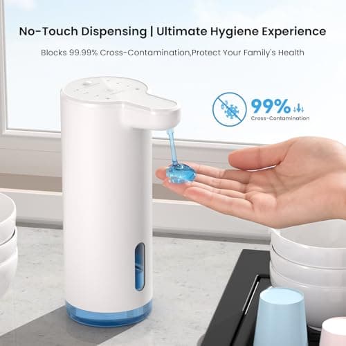Dual Mode Automatic Liquid Soap Dispenser Touchless for Kitchen & Bathroom | Quiet Design - Rechargeable with 200-Day Standby - Adjustable Volume, Fits Thick & Thin Dish & Hand Soap - IPX7 Waterproof view 5