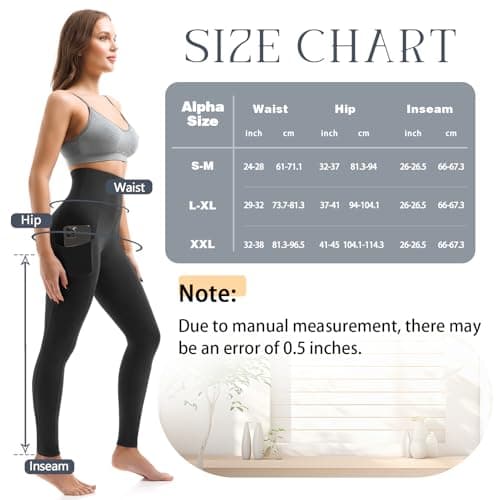Leafigure 2 Pack Leggings with Pockets for Women, High Waisted Soft Leggings for Yoga Gym view 7