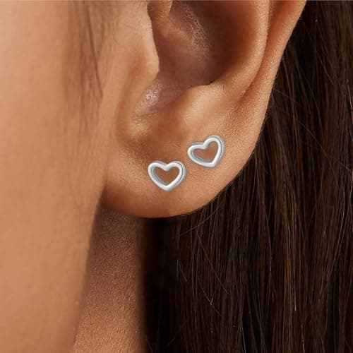XIUQILAI 14K Gold Plated Stud Earrings for Women, with 925 Sterling Silver Posts, Heart/Butterfly/Snake Small Earring Lightweight Clip On Stud, Cartilage Helix Piercing view 2