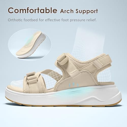 Vilanva Womens Orthopedic Walking Sandals with Comfortable Arch Support Recovery Sport Relief Plantar Fasciitis Outdoor Hiking Adjustable Strap Platform Cushion Hiking Water Sandals for 2026 Summer Trendy Outfits view 3
