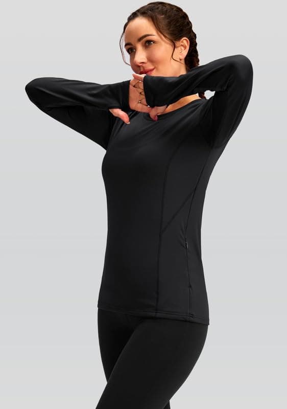 G Gradual Women's Thermal Tops Long Sleeve Workout Fleece Lined Shirts view 2