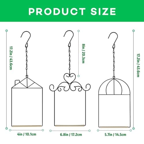 MIXXIDEA 3PK Hummingbird Perch, Hummingbird Swing with Metal Frame, Bird Swing with Wooden Dowel and Hanging Chain,Suitable for Hanging Indoor,Outdoor, Lawn,Patio,Garden view 2