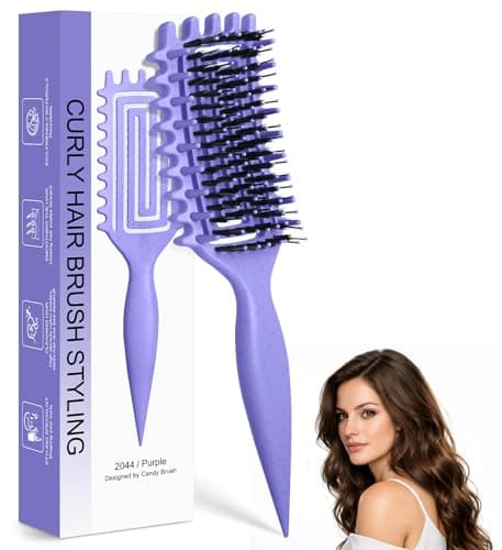 Quenxe Curl Defining Brush, Curly Hair Brush with Vented Design for Detangling and Shaping, Wet & Dry Use, Reduces Pulling for Women and Men (Purple) — image 1