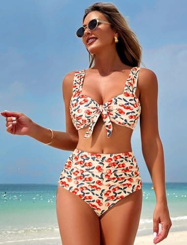 ZAFUL High Waisted Bikini Sets for Women Swim Suits 2026 Tummy Control Ruched Bikini Two Piece Bathing Suit Swimwear view 2