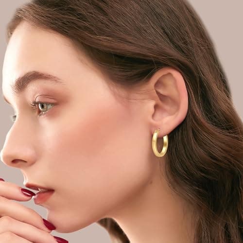 Gold Hoop Earrings for Women, 14K Gold Plated Hoop Earrings Fashion Lightweight Hypoallergenic Gold Earring Jewelry Thanksgiving Themed Earrings, Christmas Party Gift view 3
