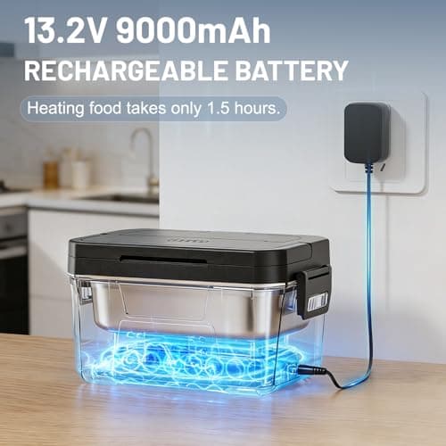 Carsolt Cordless Electric Lunch Box for Adults, 1.2L Rechargeable Heated Lunch Box for Men with APP Control, Portable Self-Heating Food Warmer with Scheduled Automatic Heating, Max 248°F view 5