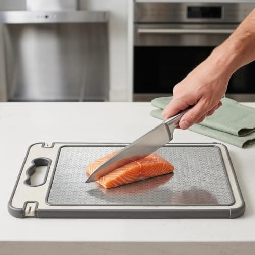 Tibo Titanium Cutting Board for Kitchen 1pc with Juice Groove – Double Sided Cutting Board for Meat, Veggies & Bread view 4