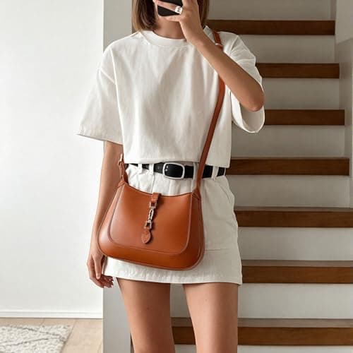 Goinsound Shoulder Bag for Women Small Shoulder Purses Top Handle Handbags Adjustable Strap Crossbody Crescent Bag view 2