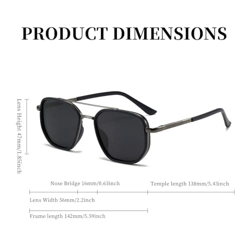 BOBUXLIIN Square Tangle Free Retro Polarized Aviator Sunglasses for Women | BOBUXLIIN Square Tangle Free Retro Aviator Sunglasses for Women Trendy Womens Sunglasses Polarized UV Protection Metal Frame view 2