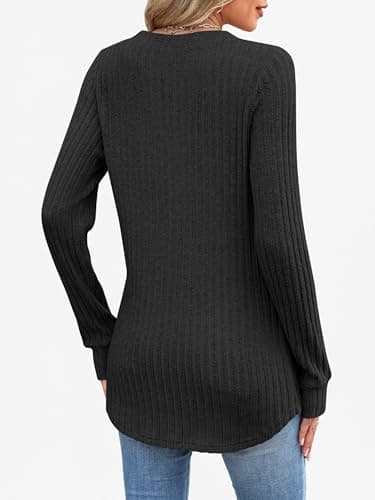 ANRABESS Womens Henley Shirts Long Sleeve Tunic Tops 2025 Fall Fashion Outfits Ribbed Knit Sweaters Ladies Casual Clothes view 5