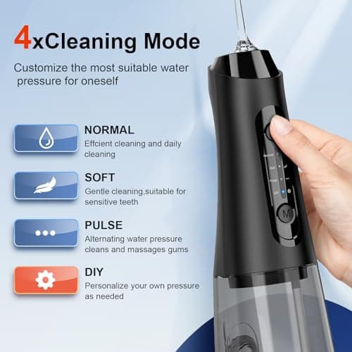 Lyinda Water Dental Flosser, 320 mL Cordless Oral Irrigator, 4 Modes, IPX7 | Powerful everyday cleaning with 4 adjustable modes and a 320mL tank. Cordless, rechargeable, waterproof, and travel-friendly view 2