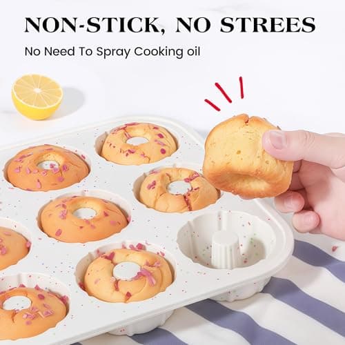 AOTASO 3 Inch Silicone Mini Fluted Tube Cake Pans with Metal Reinforced Frame, 12-Cavity Non-Stick Mini Flan Molds for Daily & Holiday Desserts (1 Pack) view 4