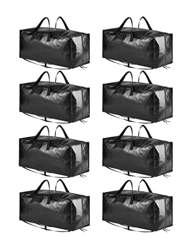 SpaceAid Heavy Duty Moving Bags 8 Pack, Large Storage Totes Bins with Backpack Straps, Strong Handles & Zippers, Packing Moving Boxes Supplies, College Dorm Room Essentials, Black — image 1