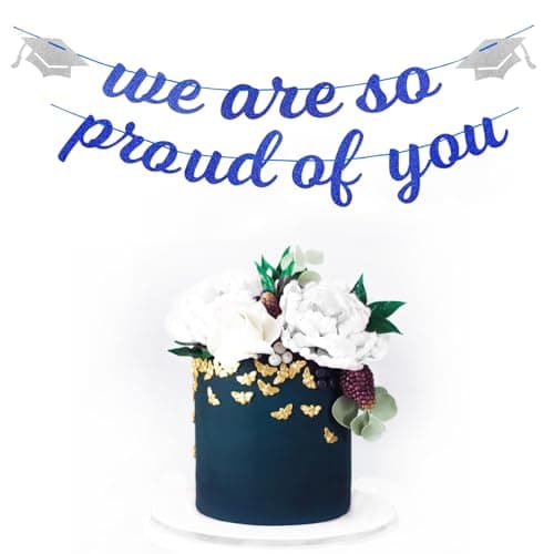 Navy-Blue White-Silver Party-Decoration Graduation Banner - 8pcs Kits Cap Garland Streamers, Paper Tissue Pom Poms Flowers,We are So Proud of You Congratulations Grad 2026 Decor Lasting Surprise view 6