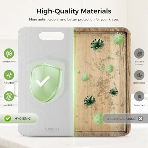 Titanium Cutting Board Set of 3, Titanium Cutting Boards for Kitchen, 100% Double-Sided Titanium Cutting Boards, Separate Raw and Cooked Food Areas, Non-Toxic, Dishwasher Safe (S+ M + L) view 4