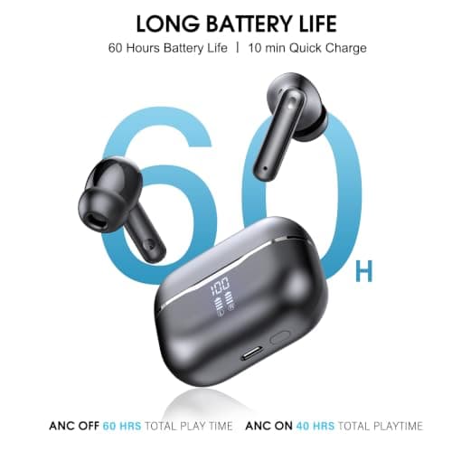 Active Noise Cancelling Ear Buds Wireless Earbuds HiFi Sound 60H Playtime | Adaptive 50dB Bluetooth 6.0 Headphones, 6‑Mic AI ENC Clear Calls, 50ms Low‑Latency Game Mode,28 EQ Presets,Multipoint Connect view 6