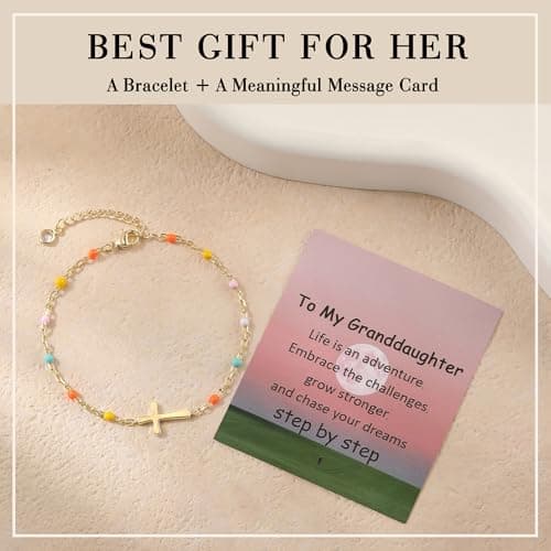 Honsny Mothers Day Gifts Cross Bracelets for Women Trendy 18K Gold Plated Bracelet Christian Baptism Friendship Religious Easter Sister Bracelet Best Friend Birthday Gifts for Women Bestie Jewelry view 5