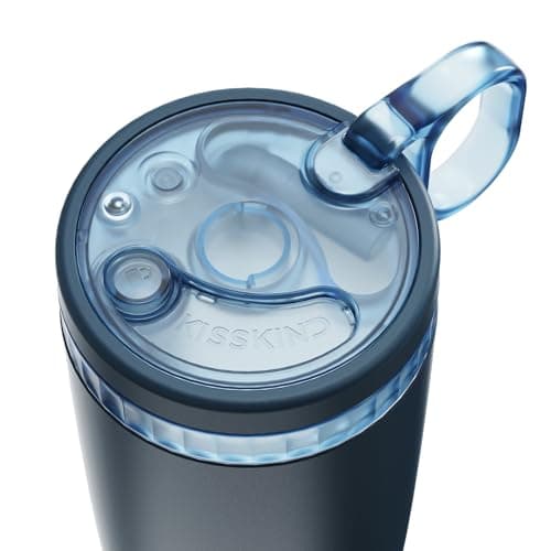 KISSKIND 20 Oz Iced Coffee Tumbler with Hidden Straw, Insulated Stainless Steel Coffee Tumbler, Leakproof Ceramic Lined Travel Cup for Subway Commuting, Slim Tumbler for To-Go, Americano view 2