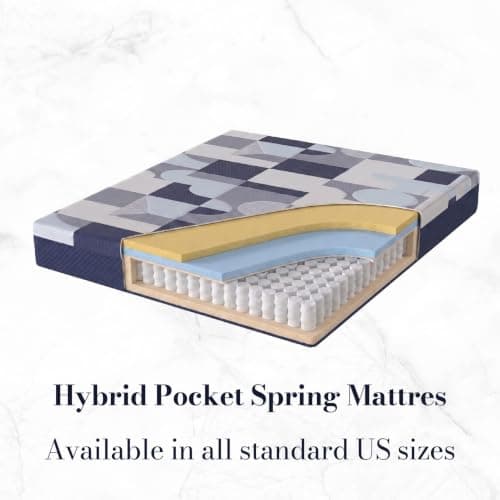 Italian Dreams 12 Inch Queen Hybrid Mattress, Pocket Springs & Cooling Gel Memory Foam, Medium Firm, Luxury Mattress Made in Europe, Fiberglass Free, CertiPUR & Oeko-TEX Certified, 10-Year Warranty view 2