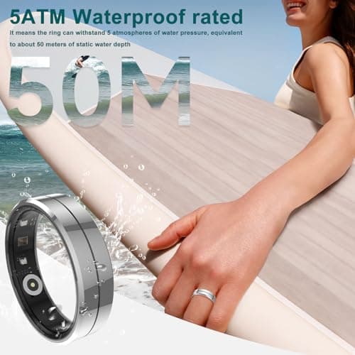 Smart Ring for Women & Men, Health Tracker with Blood Oxygen Monitor, Heart Rate & Sleep Monitor, Waterproof Fitness Ring Long Lasting Battery Sleep Ring for iPhone and Android, No Subscription Fee view 7