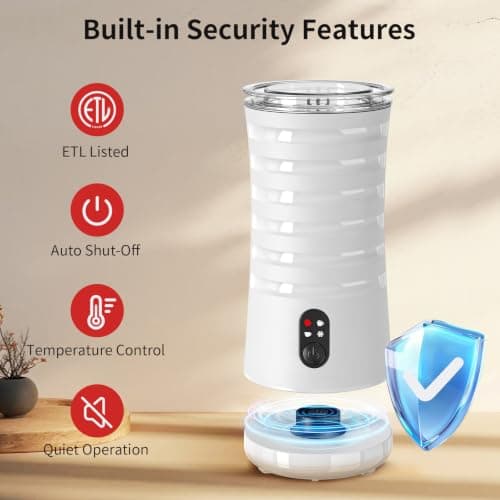 Milk Frother, 4-in-1 Milk Steamer and Frother, Auto Shut-Off Frothers, Cream view 6