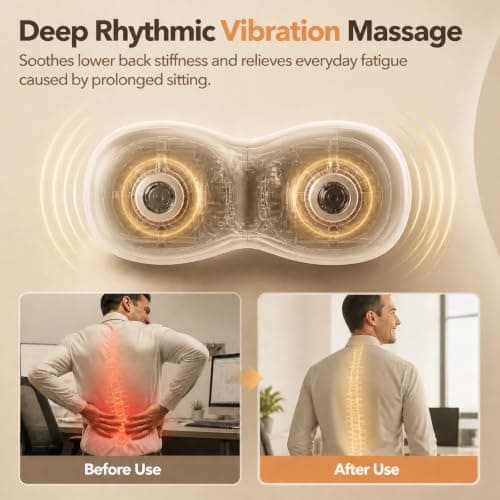 Upgraded 3-in-1 Lumbar Support Pillow, Back Massager with Heat & Traction view 2