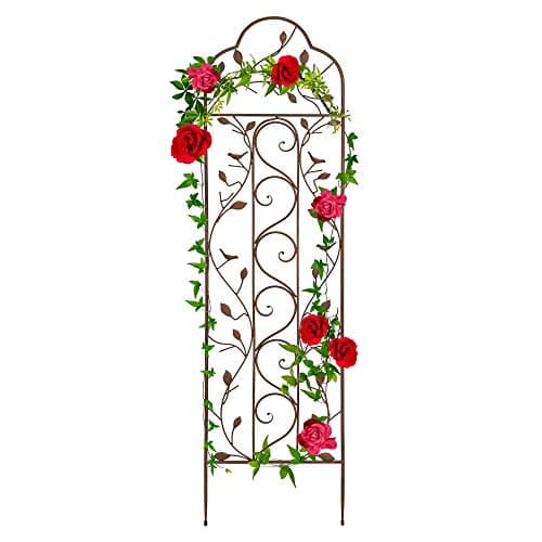 Best Choice Products 60x15in Iron Garden Trellis, Arched Outdoor Decoration w/Branches, Birds for Lawn, Garden, Backyard, Climbing Plants - Bronze view 1