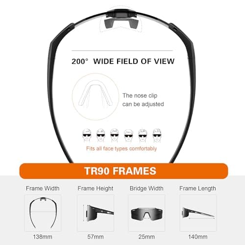 suoso Cycling Polarized Sunglasses for Men: UV400 Protection Glasses Running Baseball Softball Sports Goggles for Youth Women view 5