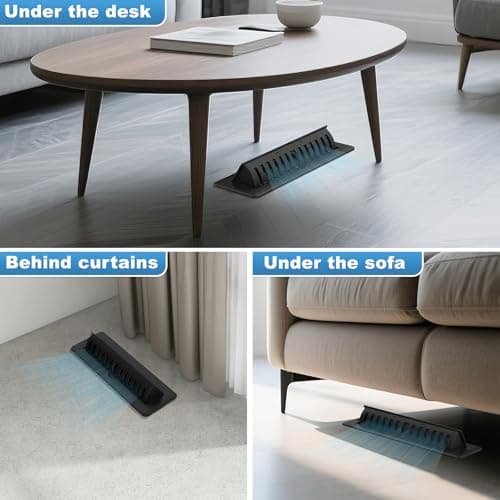 2x10 Floor Register with Vent Deflector, 2 in 1 Adjustable Floor Vent Covers, Floor Vent Deflector Includes Mounting Screws for Floor & Wall for Easy Install, Toe Kick Vent Cover, Black, 2 Pack view 3