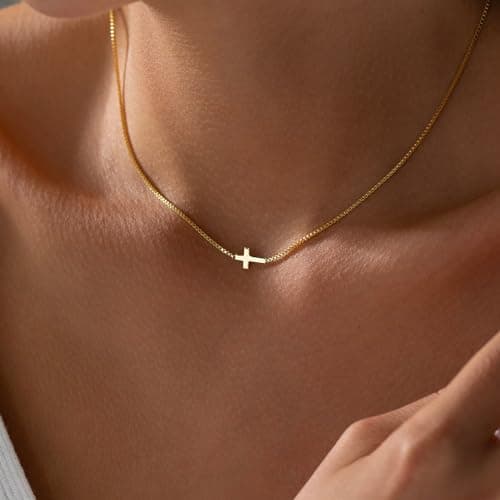 JNZSSWHJJH Easter Basket Stuffers - Cross Necklace for Women 18K Gold Plated Cross Necklace Dainty Gold Necklace for Women Teens Girls Gold Jewelry Easter Religious Christian Gifts view 5