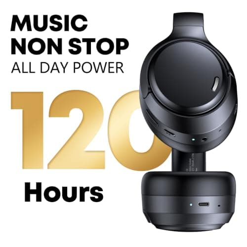 Hybrid Active Noise Cancelling Headphones 120H Playtime 6 ENC Clear Call Mic, Over Ear Headphones Wireless with Hi-Res Audio Comfort Earcup Low Latency ANC Bluetooth 6.0 Headphones for Travel Workout view 5
