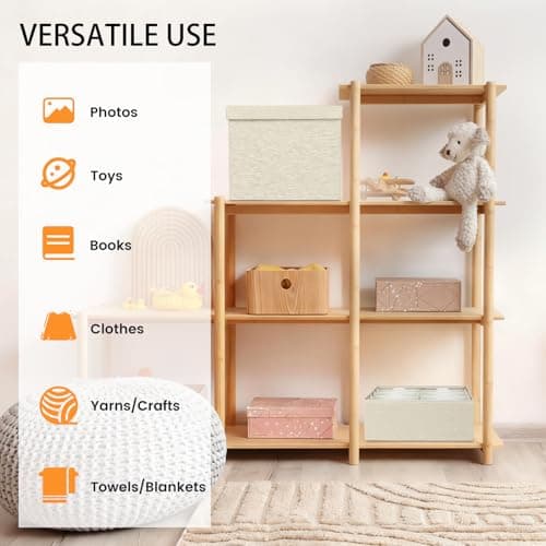 Himake Decorative Photo Storage Box - Linen Photo Box Organizers with Dividers, Fits Holds Up to 800 Photos in 8x10 inch Size, Portable Scrapbook Storage Containers with Lid (Beige) view 5