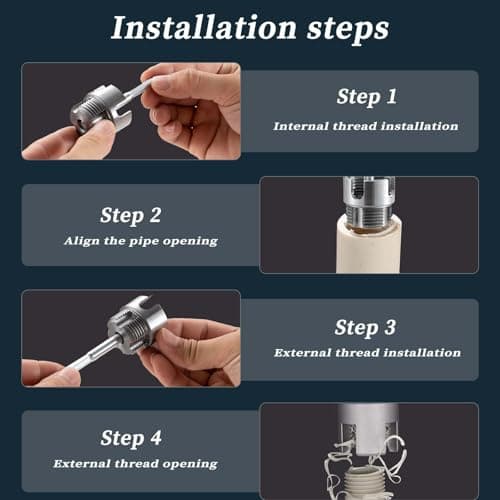 DEZAUP 5 pcs Integrated Internal & External Pipe Threading Tool Kit with 1/2" 3/4" 1" Dies & Broken Bolt Extractor, 40Cr Steel Plumbing Tool Set for PVC/PPR/Pipe, Electric Drill Compatible view 6