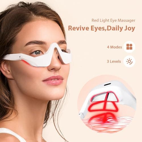 Red Light & Microcurrent Eye Massager – 3D Contour Under-Eye Device for Dark Circles, Puffiness, Fine Lines & Wrinkles – Rechargeable Anti-Aging Eye Therapy Glasses view 4