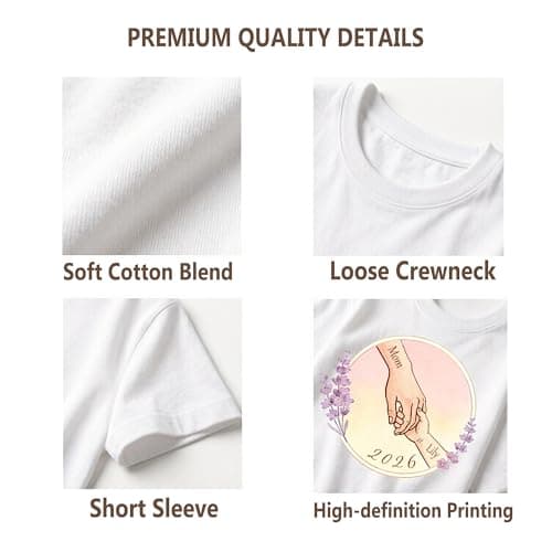 Personalized Mothers Day T-Shirt for Mom Custom Name&Birth Flower Watercolor Graphic Shirts Gift for Mama Women from Daughter view 5