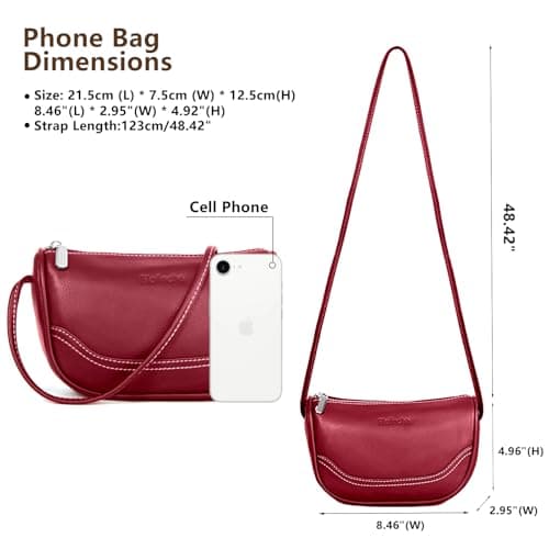 Genuine Leather Mini Crescent Bag for Women, Small Crossbody Hobo Purse for Evening Out & Shopping, Lightweight and Compact view 4