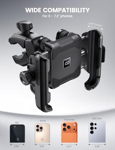 Lamicall Motorcycle Bike Phone Mount - [Upgrade Vibration Dampener] [Camera Friendly] Bike Phone Holder Handlebar Clamp, Bicycle Cell Phone Mount, iPhone 17 16 Pro Max, Galaxy S25 Ultra, 6-7.2" Phones view 5