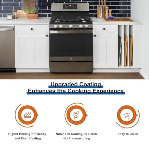 UPGRADED WB31X24738 Cast Iron Griddle Replacement for GE Gas Stove, WB31X49806 Heavy-duty Cast Iron Pan, 19.5"×9" Stove Top Center Griddle for GE Appliance Range Cooktop, Food-grade Nonstick Coating view 3