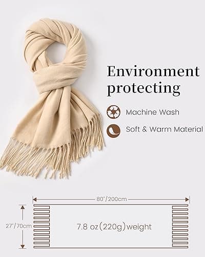 fauson Winter Scarf for Women - Soft Shawl Wraps Winter Scarves with Tassel view 4
