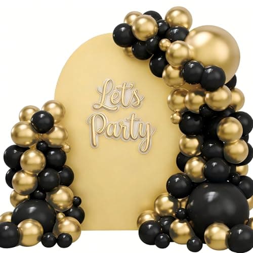 155pcs Black Gold Balloon Garland Arch Kit, Black and Gold Latex Balloons for Graduation Birthday Party Decorations — image 1