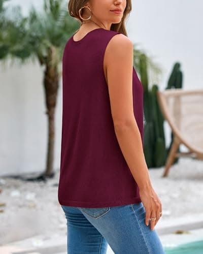 BTFBM Sleeveless Sweater Tops for Women 2026 Crew Neck Lightweight Casual Loose Tank Summer Outfits Fashion Clothing view 3