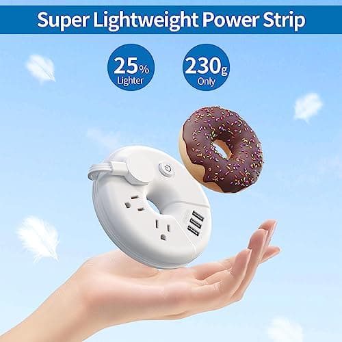NTONPOWER Travel Power Strip, Cruise Approved Power Strip, Portable Power Strip Flat Plug - 3 Outlets with 3 USB Ports, 4 ft Travel Extension Cord for Cruise Accessories Must Haves, Travel Essentials view 2