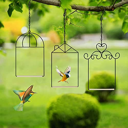 MIXXIDEA 3PK Hummingbird Perch, Hummingbird Swing with Metal Frame, Bird Swing with Wooden Dowel and Hanging Chain,Suitable for Hanging Indoor,Outdoor, Lawn,Patio,Garden view 4